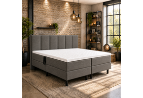 OP=OP Elektrische Boxspring 160 x 200 - Skai Antraciet | Hoofdbord Monza