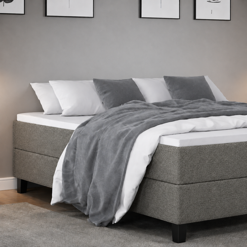 ACTIEDEAL Boxspring Zonder Hoofdbord 200 x 200 - Taupe | Chicago