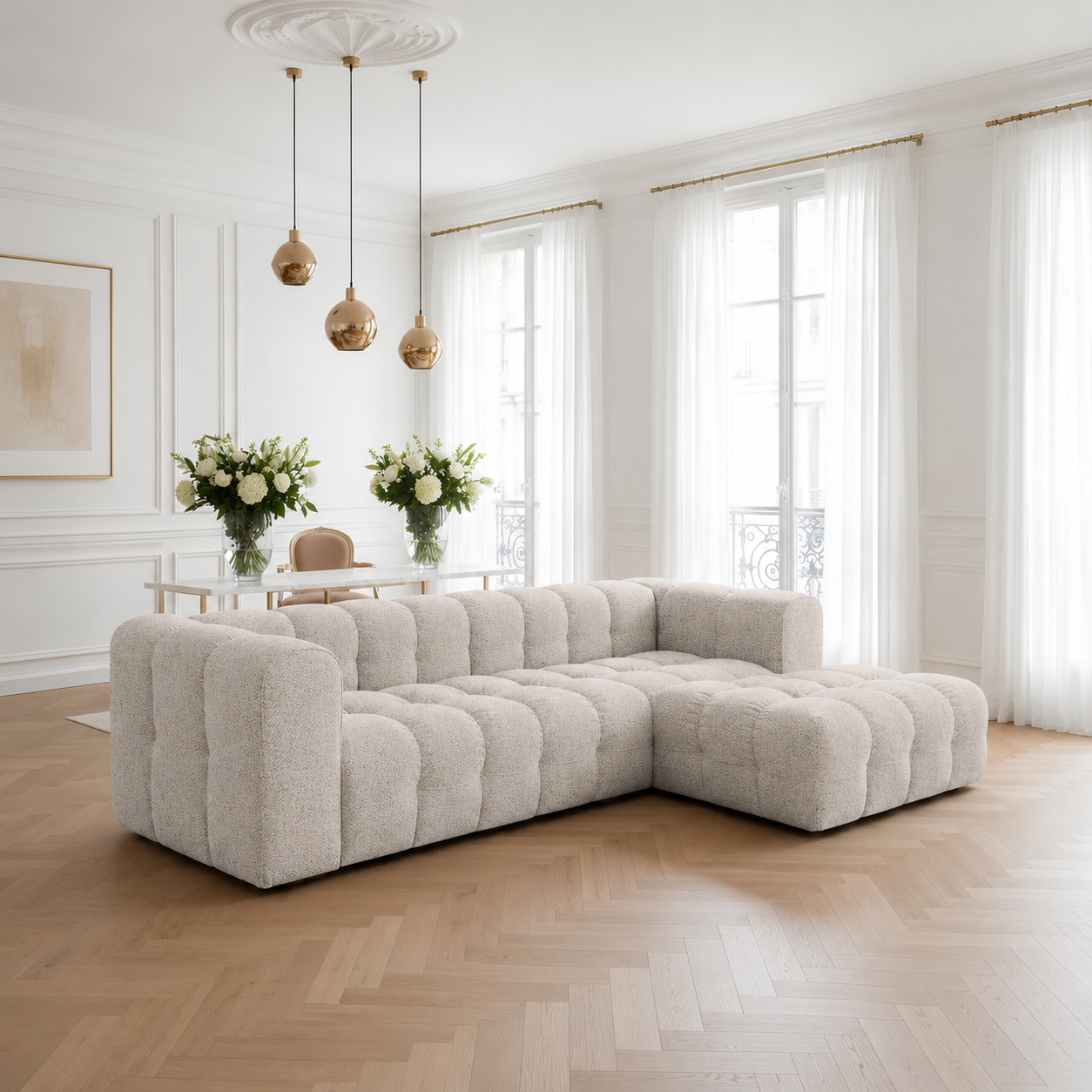 OP=OP Loungebank Belfast - Rechts - Beige Naturel