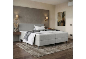 ACTIEDEAL Boxspring 200 x 220 - stof Grijs | Hoofdbord Glad