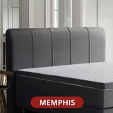 OP=OP Boxspring 180 x 200 - stof Antraciet | Hoofdbord Memphis (Banen) + Pocketboxen 20 cm