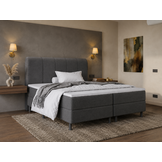 OP=OP Boxspring 180 x 200 - stof Antraciet | Hoofdbord Memphis (Banen) + Pocketboxen 20 cm