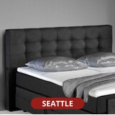 OP=OP Opbergboxspring 180 x 200 - stof Antraciet | Hoofdbord + Voetbord Seattle (stik+knopen) + Stevige pocketmatrassen 500 m2