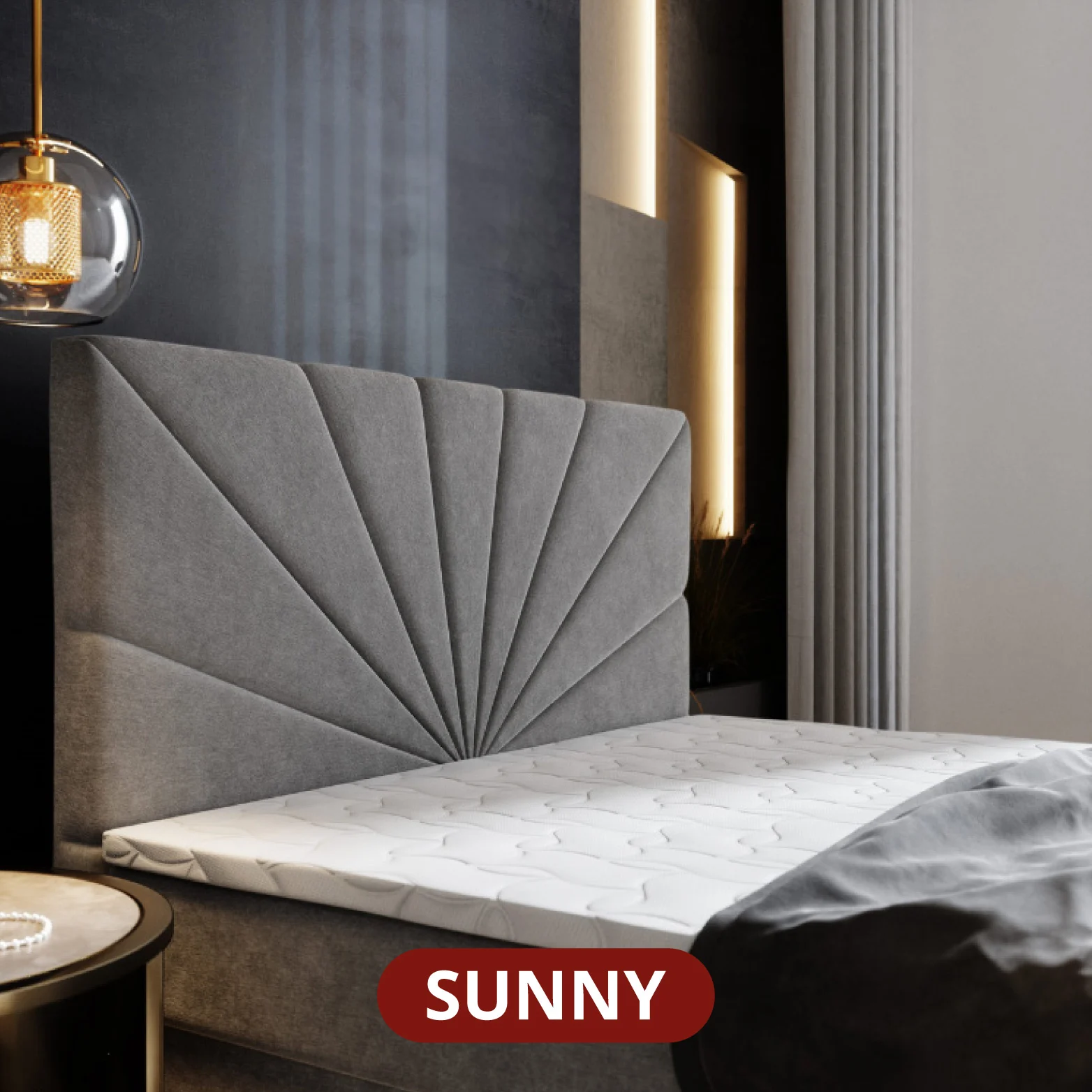 OP=OP Opbergboxspring met Lade 180 x 200 - stof Lindegroen | Hoofdbord Sunny