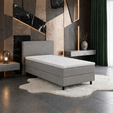 OP=OP Elektrische boxspring 90 x 200 - stof Grijs | Hoofdbord Glad