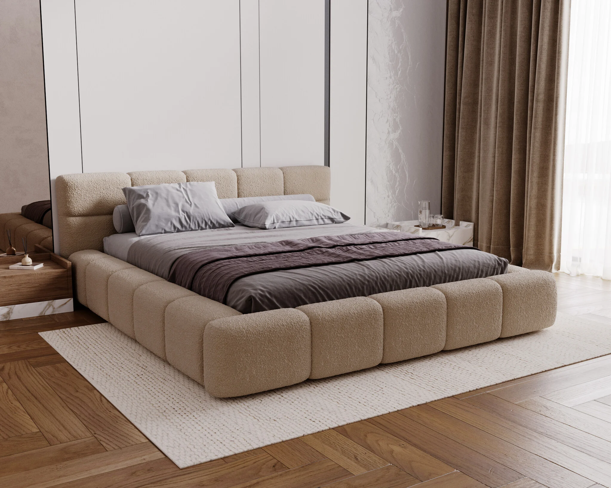 OP=OP Opbergbed 180 x 200 - Skai Beige | GRATIS Koudschuim Matras