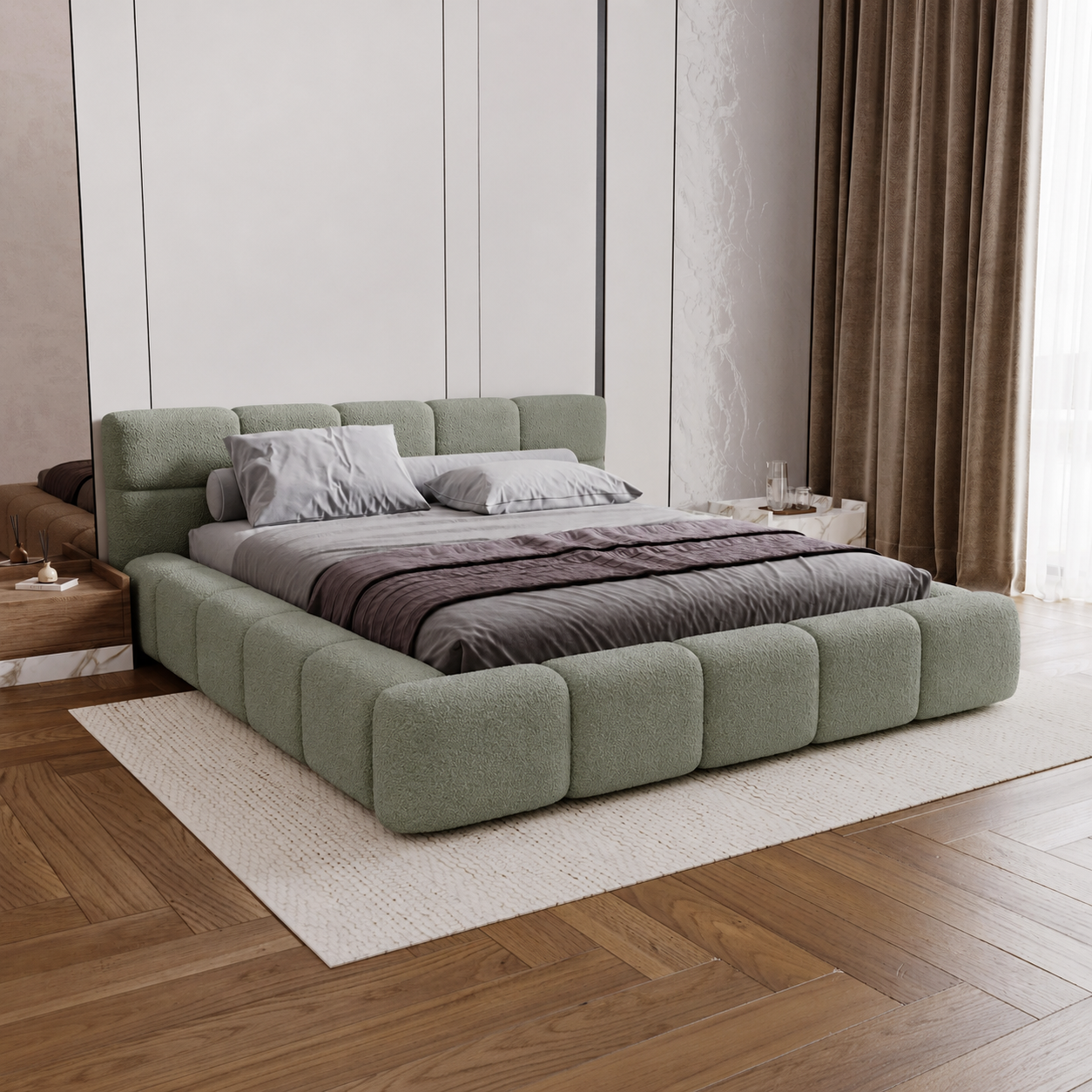 ACTIE Opbergbed 200 x 200 - Groen | GRATIS Koudschuim Matras