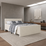 ACTIEDEAL Boxspring 120 x 210 - teddystof Creme | GRATIS TOPPER - Hoofd- en Voetbord Glad + Luxe Pocketboxen 20 cm + Dekenkist
