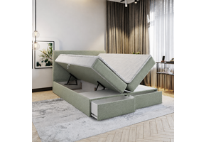 ACTIEDEAL Opbergboxspring met Lade 180 x 200 - Lindegroen | Hoofdbord Basic