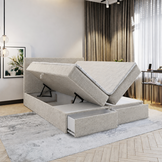 ACTIEDEAL Opbergboxspring met Lade 180 x 200 - Naturel/Beige | Hoofdbord Basic