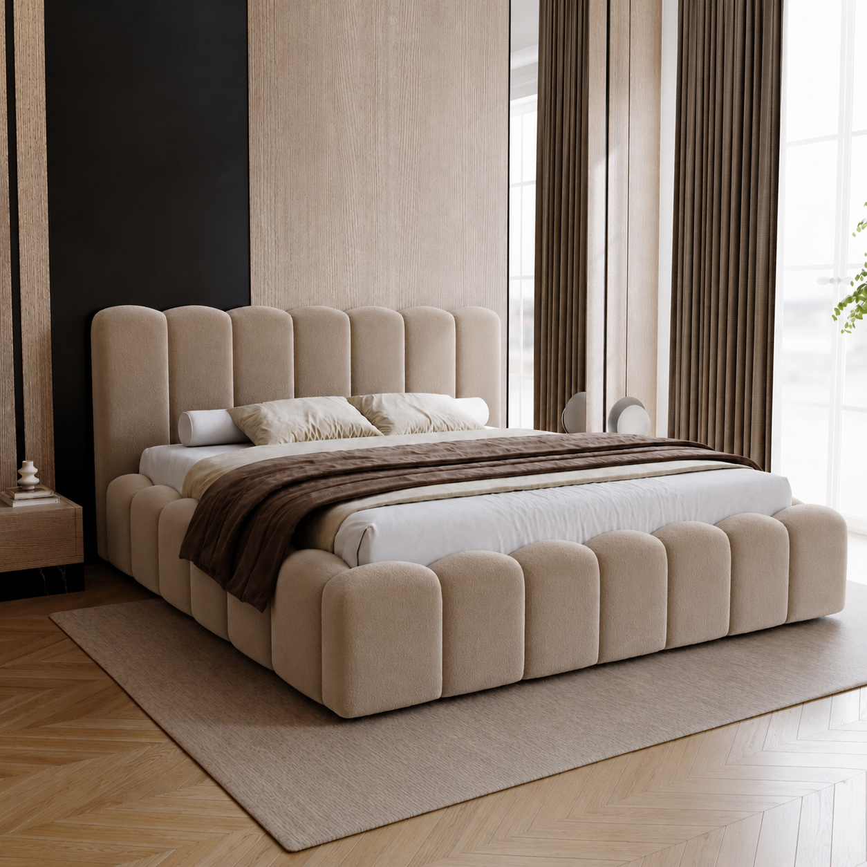 ACTIEDEAL Opbergbed 160 x 200 - Donkerbeige | Zonder Matras