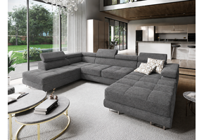 ACTIEDEAL Hoek- Slaapbank - Antraciet -  U-bank XL
