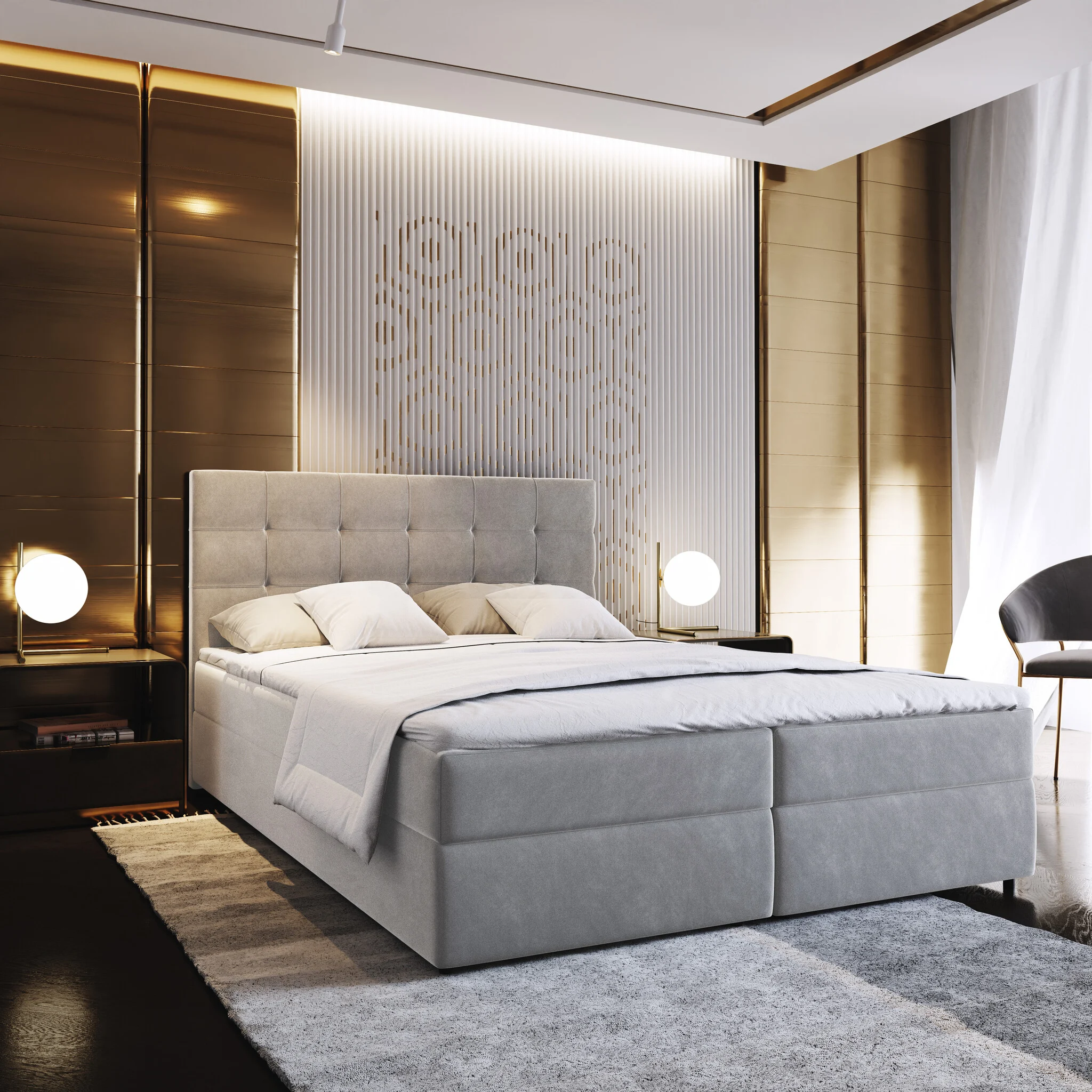 RETOURDEAL Opbergboxspring 140 x 200 - Grijs | Bloss (2x rechterbox) + GRATIS Comfortschuim Topmatras