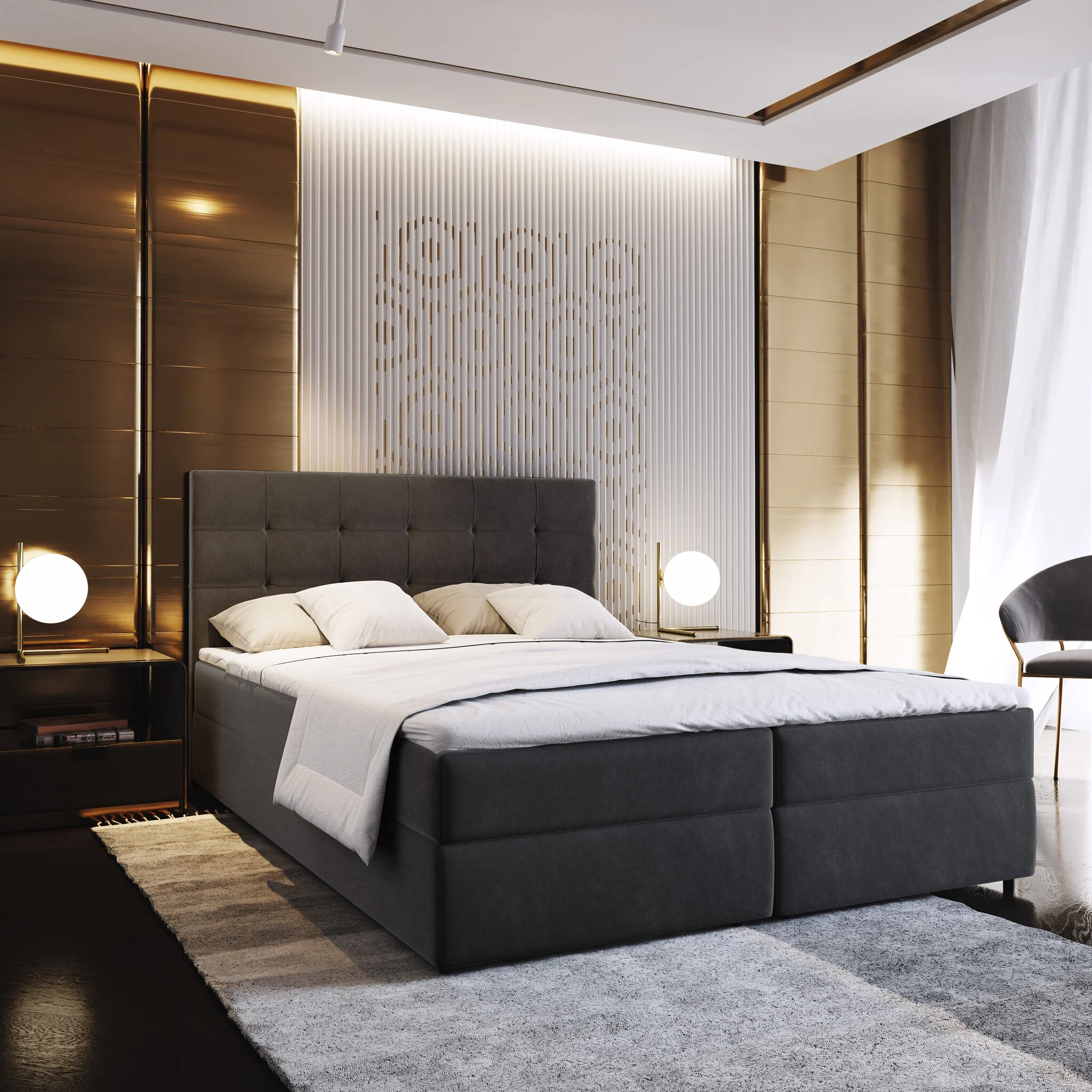 RETOURDEAL Opbergboxspring 140 x 200 - Antraciet | Bloss (2x linkerbox) + GRATIS Comfortschuim Topmatras