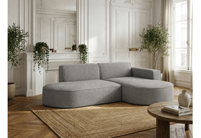 ACTIEDEAL Loungebank Panama Studio - Stof Grijs | 3-zits L-Hoekbank met Ronde Lounge
