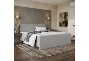 ACTIEDEAL Boxspring 160 x 200 - Stof Grijs | Hoofdbord + Voetbord Glad