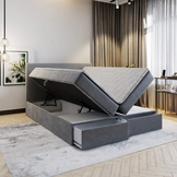 ACTIEDEAL Opberg Boxspring 80 x 200 - Grijs | Hoofdbord Basic + Opberglade