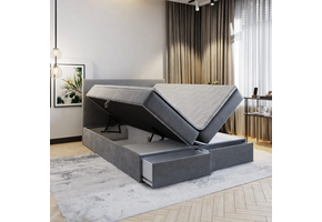 ACTIEDEAL Opberg Boxspring 80 x 200 - Grijs | Hoofdbord Basic + Opberglade