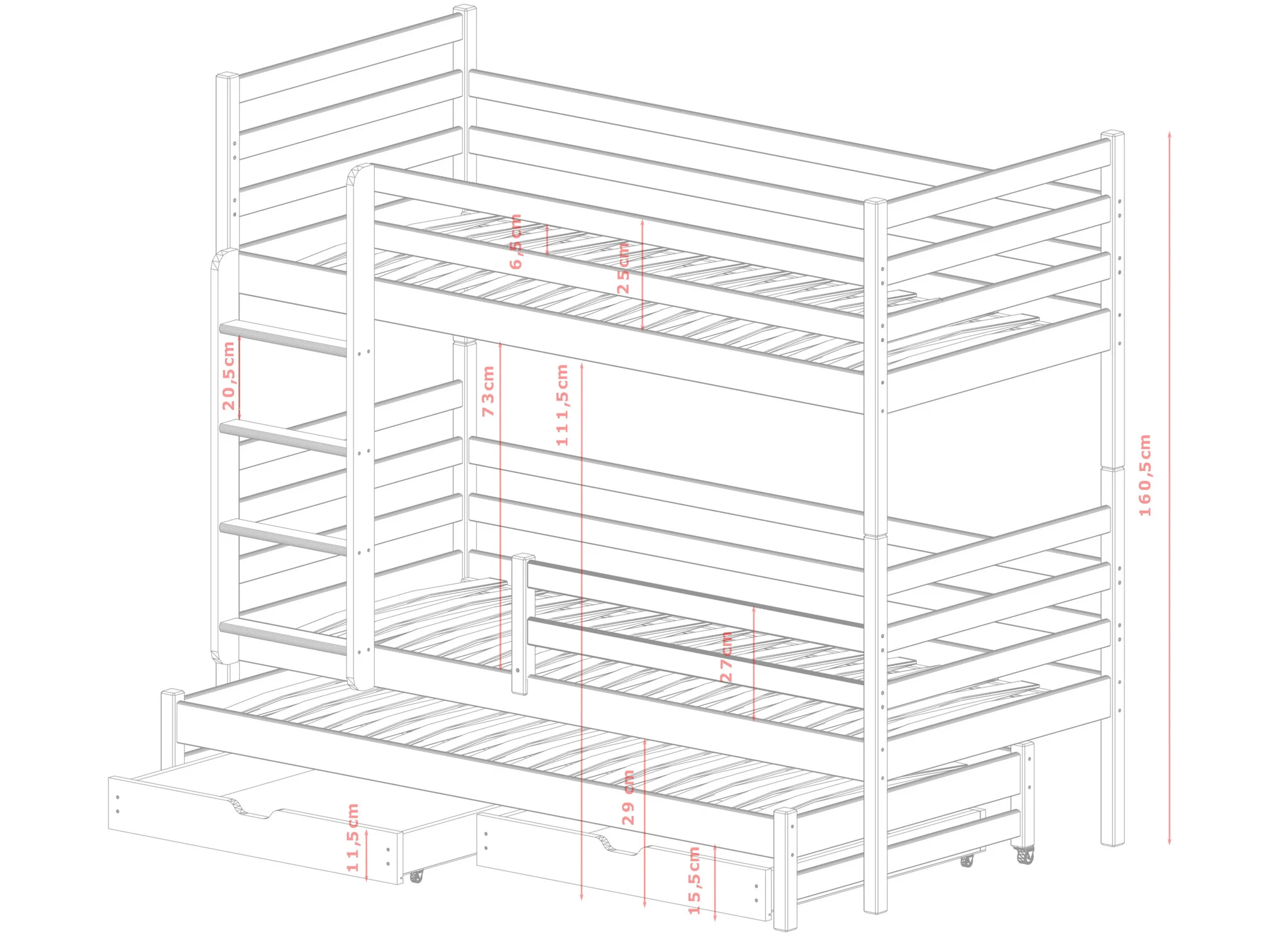 RETOURDEAL Stapelbed 90 x 200 Wit | Luuk (Niet in originele verpakking)