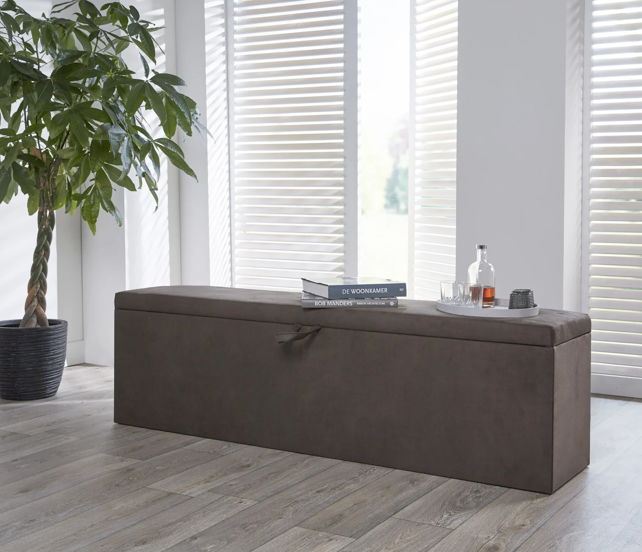 ACTIEDEAL Opbergboxspring 200 x 220 - Teddy Beige | GRATIS TOPPER - Hoofdbord Esmee + 40 cm hoge Opslagruimte + 2x hocker 3 lades + dekenkist + Stevige Pocketmatrassen 1000M