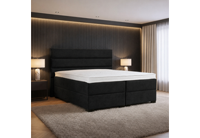 ACTIEDEAL  Opbergboxspring 180 x 200 - Suede Zwart |  GRATIS TOPPER - 40 cm Extra Hoge Opslagruimte + Hoofdbord Odessa + Medium Pocket Matrassen tot 120 kg