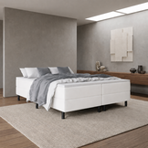 ACTIEDEAL Boxspring 180 x 200 - Skaileer Wit | GRATIS TOPPER - 30 cm Pocketbox - 1x Stevig & 1x Medium Matras - Zonder Hoofdbord