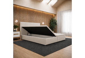 ACTIEDEAL  Opbergboxspring 180 x 200 - Stof Beige | 40 cm Hoge Opslagruimte + 10 cm Schuimlaag tot 120 kg + HB Glad