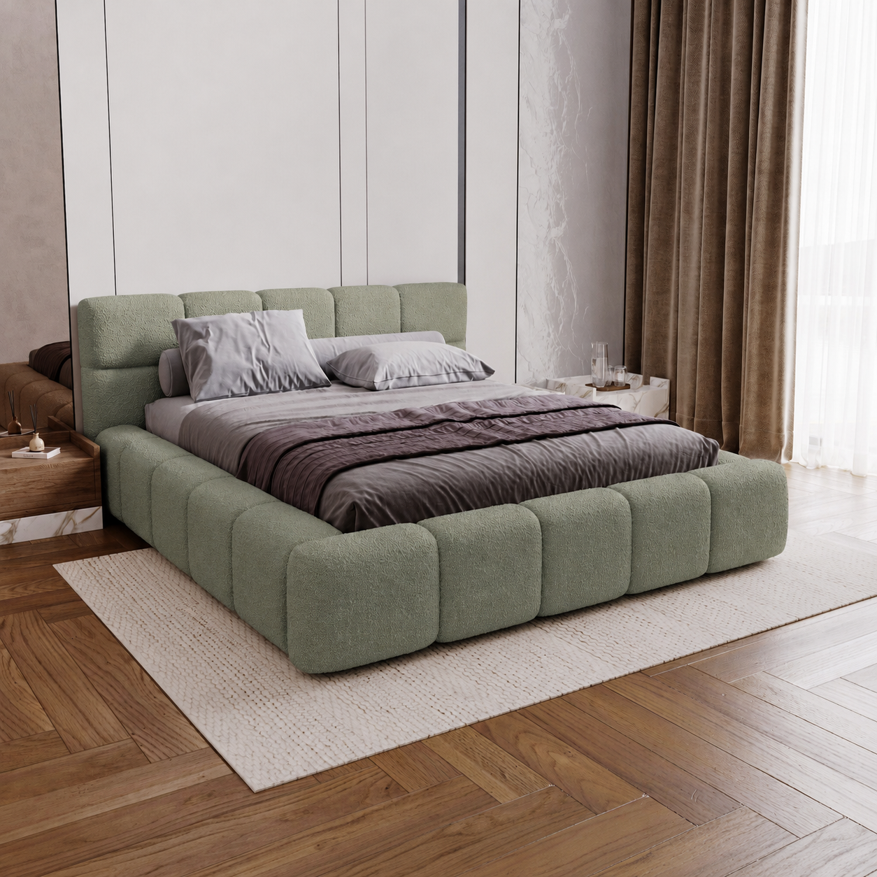 ACTIEDEAL Opbergbed 200 x 200 - Stof Lindegroen | Zonder Matras incl. Metalen gasdrukveren