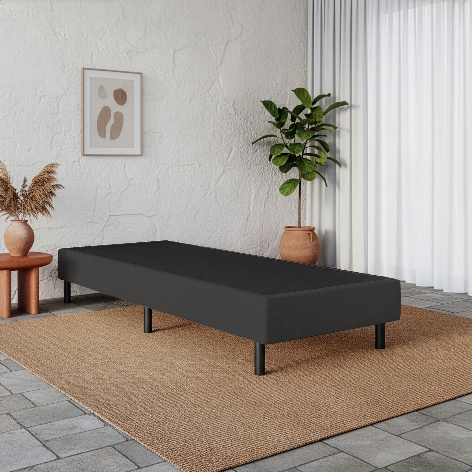 ACTIEDEAL Boxspring Box 90 x 190 - Stof Antraciet | 20 cm Hard Comfort Box