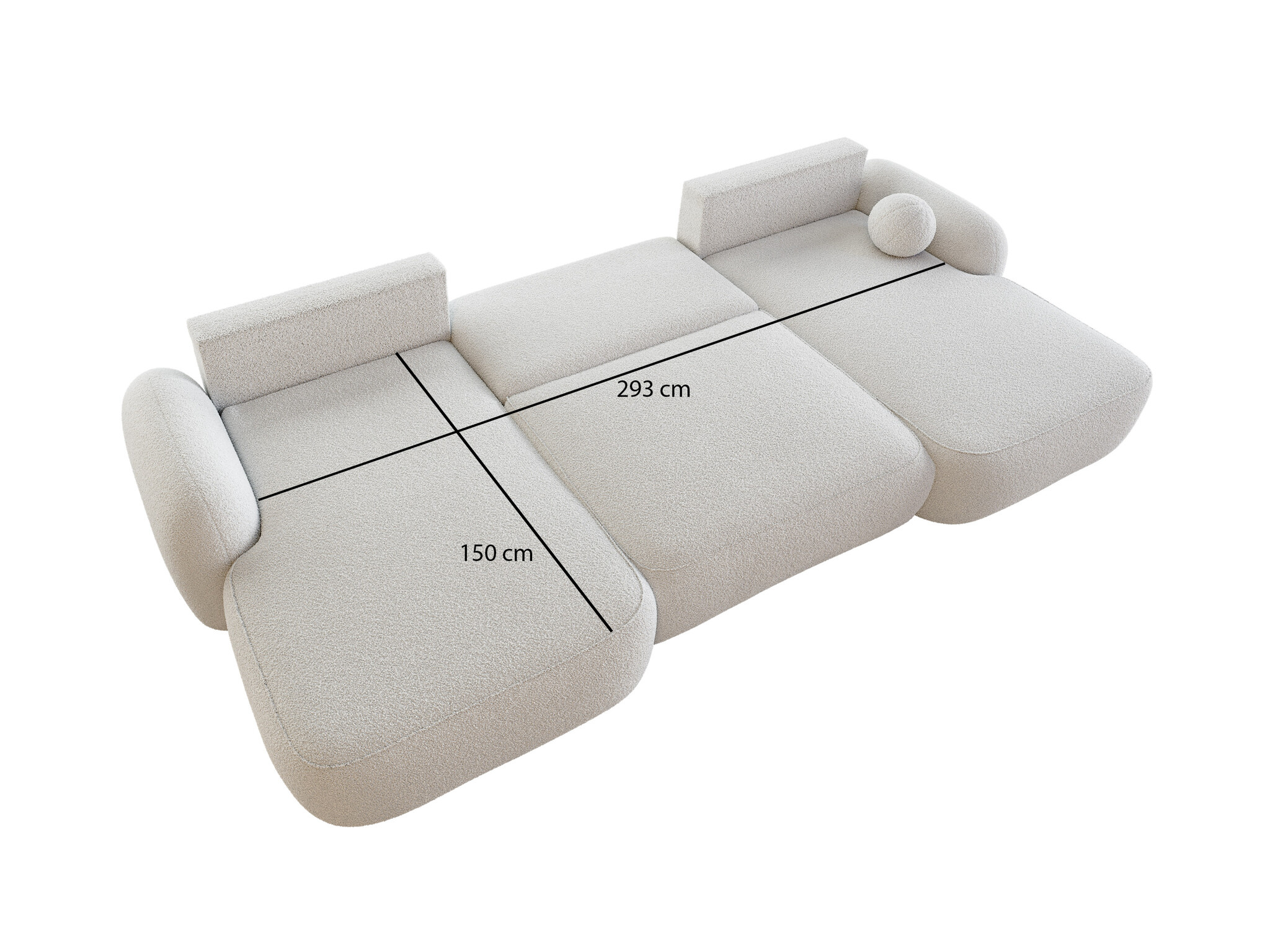 ACTIE Slaapbank met Opbergruimte Morris - U-Bank - Teddystof Creme
