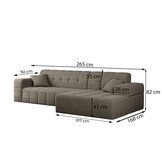 ACTIE Loungebank Belfast - Chenille Taupe | 3 Zits - Rechtse uitvoering