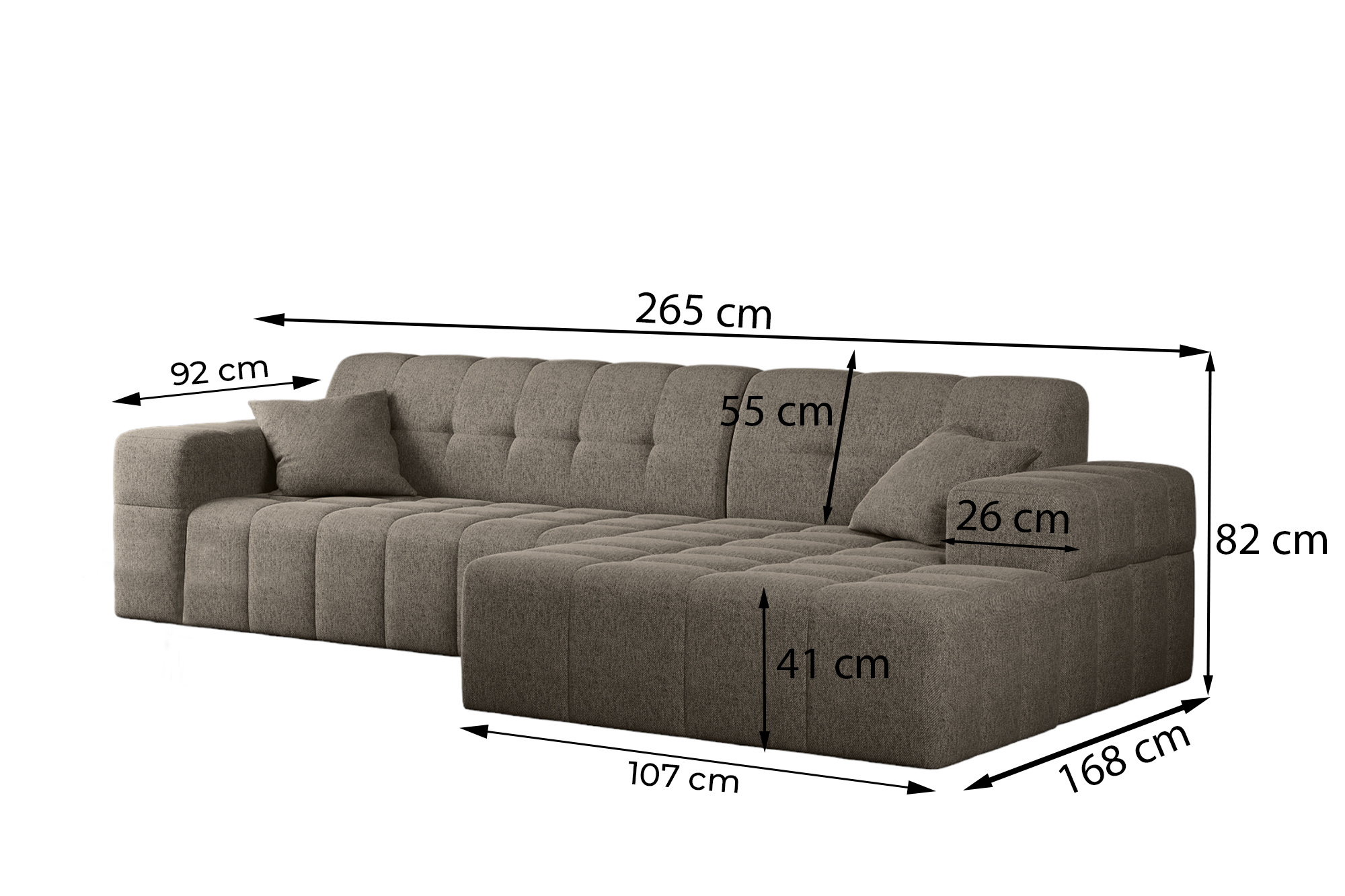 ACTIE Loungebank Belfast - Chenille Taupe | 3 Zits - Rechtse uitvoering