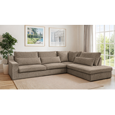 ACTIE Loungebank Santos - Chenille Taupe | 3 Zits - Rechtse uitvoering