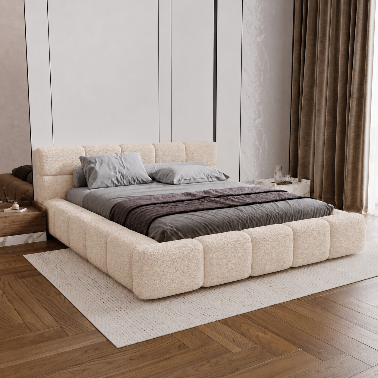 ACTIEDEAL Opbergbed 160 x 200 - Teddy Creme | Zonder Matras incl. Lattenbodem