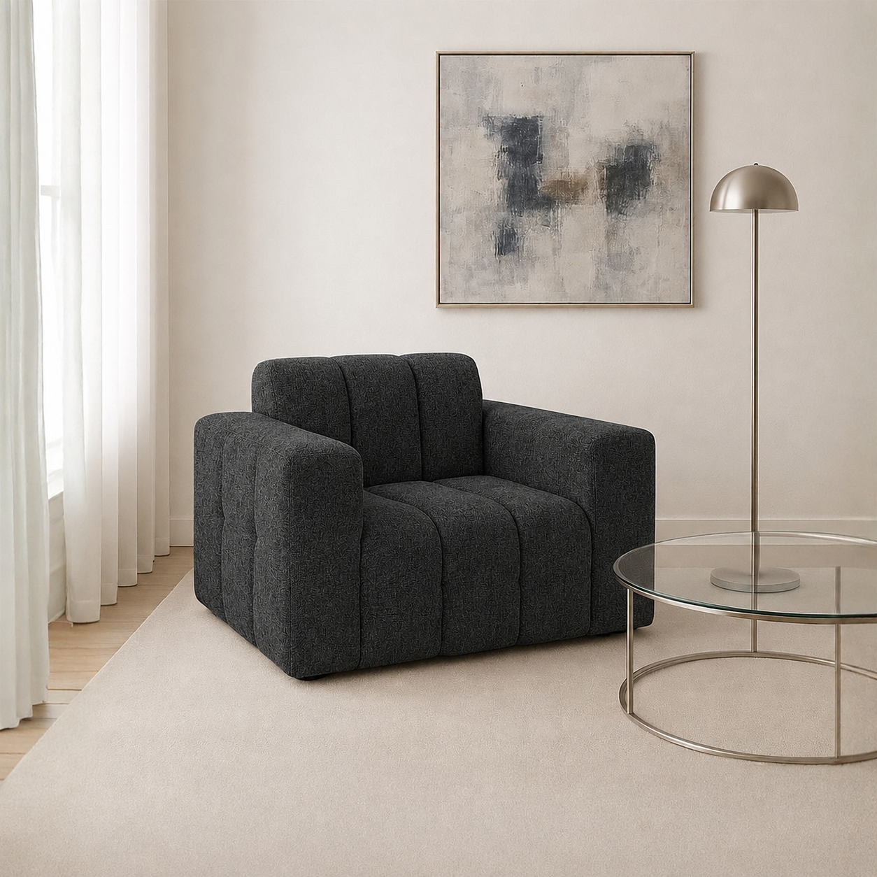 ACTIEDEAL Fauteuil Sara | Stof Antraciet