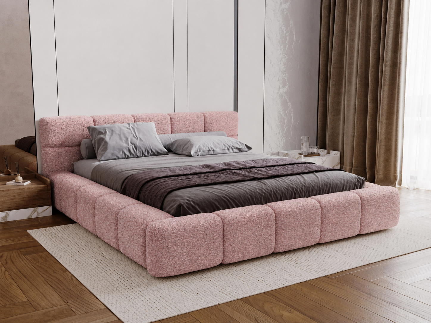 RETOURDEAL Opbergbed 160 x 200 - Roze | Coco (Niet in originele verpakking + kleine stofbeschadigingen)