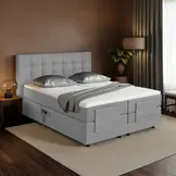 RETOURDEAL Elektrisch Boxspring 180 x 200 Grijs | Incl. GRATIS splittopmatras | King (Niet in originele verpakking + randen beschadigd)