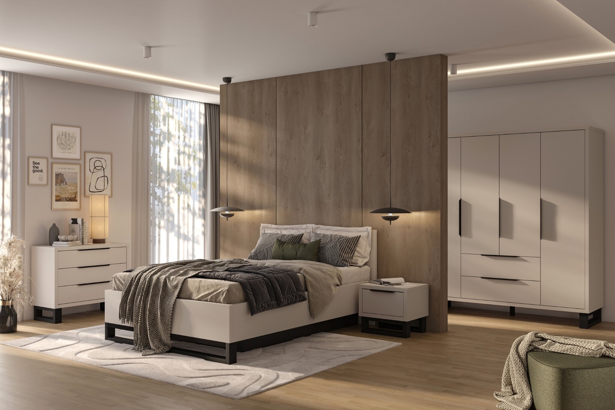 Houten Bed Halmstad - Beige - Bedframe