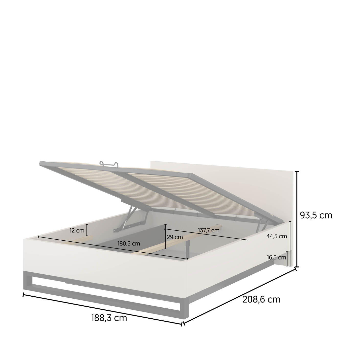 Houten Bed met Opbergruimte Halmstad - Beige