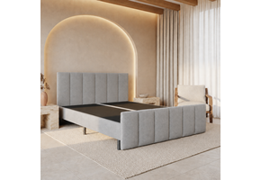 ACTIE Boxspring 180 x 200 - Stof Grijs | Hoofdbord + Voetbord Monza + Pocketboxen 30 cm Hoog