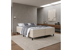 RETOURDEAL Boxspring 180 x 220 - stof Beige | Zonder Hoofdbord - Pocketboxen 30 cm (Niet in originele verpakking + Stofschade aanwezig)