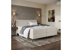 RETOURDEAL Boxspring 140 x 200 - stof Beige | (Niet in originele verpakking + Vlekken + Stofschade aanwezig)