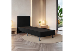 RETOURDEAL Boxspring 90 x 200 - stof Zwart| Zonder Matras (Niet in originele verpakking + Stofschade aanwezig)