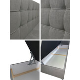 ACTIEDEAL Opbergboxspring 140 x 200 - Stof Beige | Hoofdbord Glory + 25 cm Opslagruimte