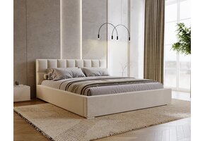 ACTIEDEAL Opbergbed 200 x 200 - Stof Beige/Creme | Hoofdbord Hudson - Zonder Matras