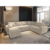 ACTIEDEAL Slaapbank met opbergruimte Max | Beige | U-bank XL Rechts