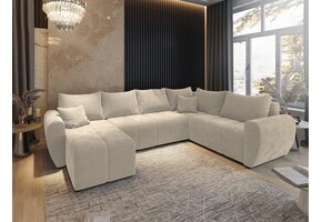 ACTIEDEAL Slaapbank met opbergruimte Max | Beige | U-bank XL Rechts
