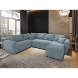ACTIEDEAL Slaapbank met opbergruimte Max | IJsblauw | U-bank XL Links