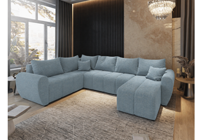 ACTIEDEAL Slaapbank met opbergruimte Max | IJsblauw | U-bank XL Links