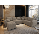 ACTIEDEAL Slaapbank met opbergruimte Max | Donkerbeige | U-bank XL Rechts